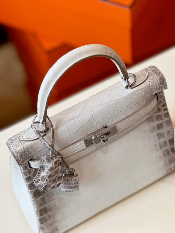 HN 25 Himalaya Albino Genuine Crocodile Leather Palladium Hardware