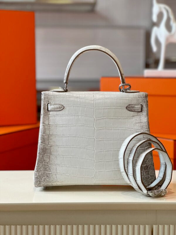 HN 25 Himalaya Albino Genuine Crocodile Leather Palladium Hardware