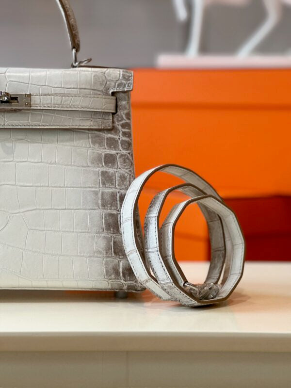 HN 25 Himalaya Albino Genuine Crocodile Leather Palladium Hardware