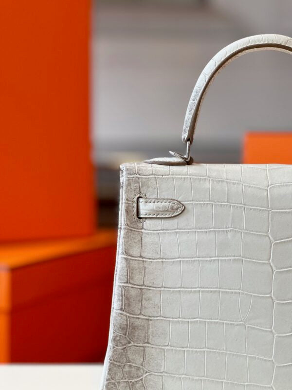 HN 25 Himalaya Albino Genuine Crocodile Leather Palladium Hardware