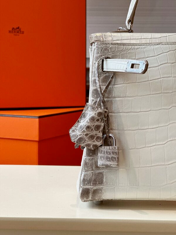 HN 25 Himalaya Albino Genuine Crocodile Leather Palladium Hardware