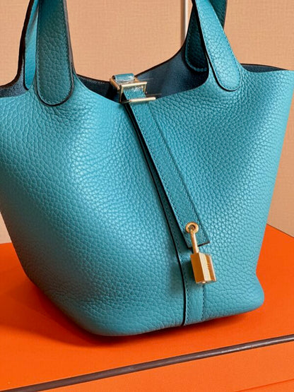 HN 18 Blue Togo Leather Gold Hardware