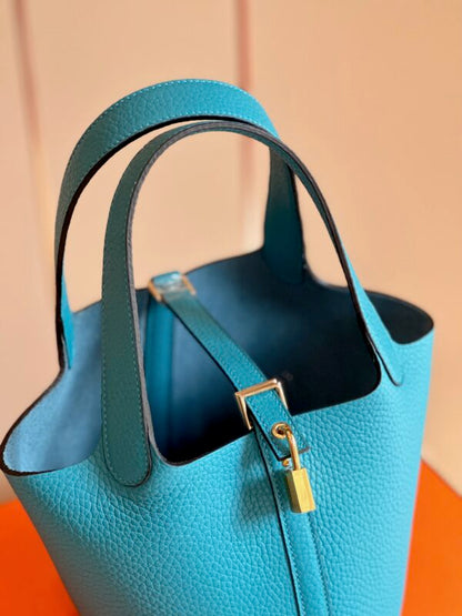HN 18 Blue Togo Leather Gold Hardware