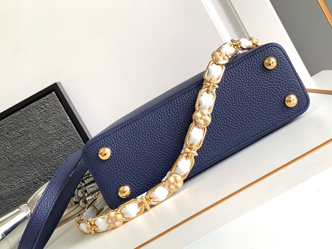 Louis Vuitton LV Capucines BB Woman’ Like Auth Navy Blue Handbags 27x18x9cm