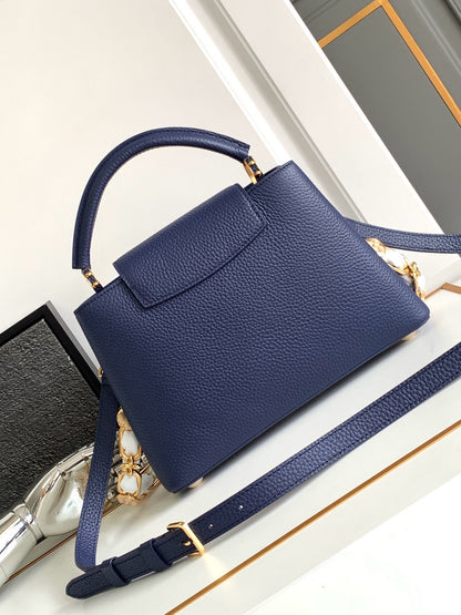 Louis Vuitton LV Capucines BB Woman’ Like Auth Navy Blue Handbags 27x18x9cm