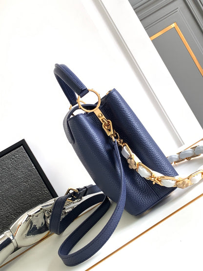 Louis Vuitton LV Capucines BB Woman’ Like Auth Navy Blue Handbags 27x18x9cm