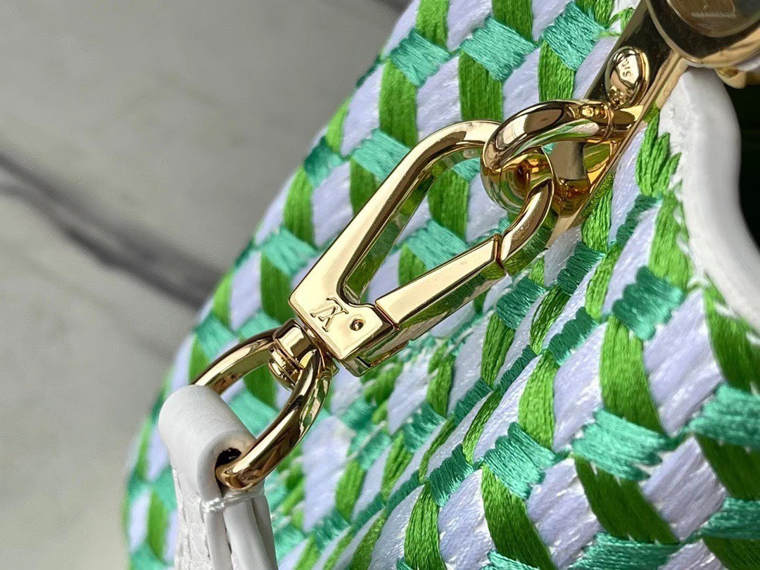 Louis Vuitton LV Capucines Green And White Pattern Handbags 21cm