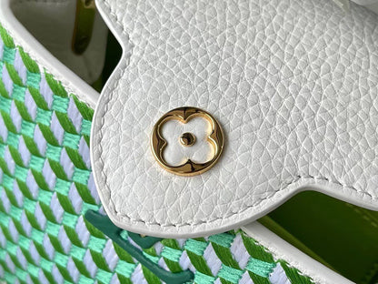 Louis Vuitton LV Capucines Green And White Pattern Handbags 21cm