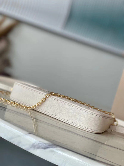 Louis Vuitton LV Easy Pouch On Strap Handbags White Milk 19×11.5x3cm