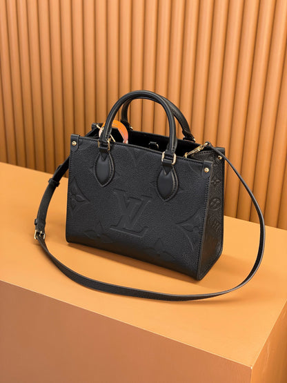 Louis Vuitton LV On The Go PM Tote Bag Black Handbags 25cm