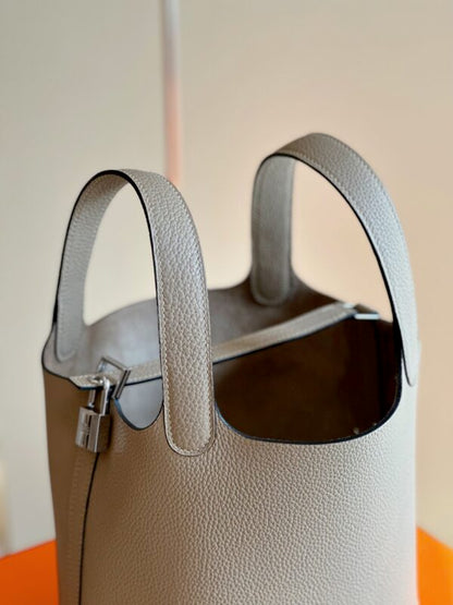 HN 18 Gray togo leather Sliver Hardware
