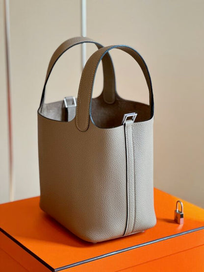 HN 18 Gray togo leather Sliver Hardware
