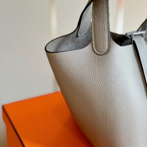 HN 18 Gray togo leather Sliver Hardware