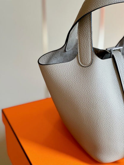 HN 18 Gray togo leather Sliver Hardware