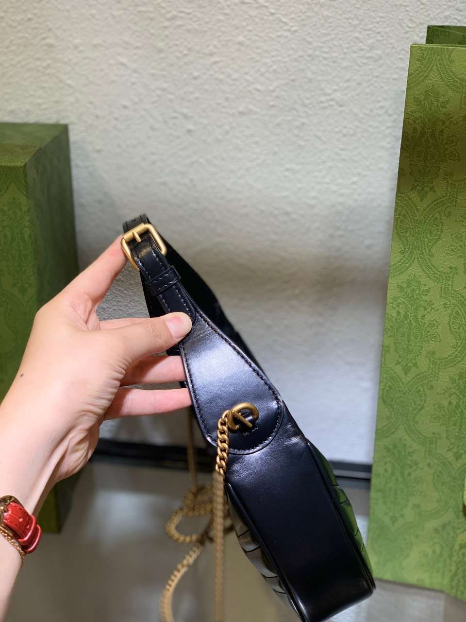 Gucci GG Marmont Half Moon Luxury Handbag Black 24cm