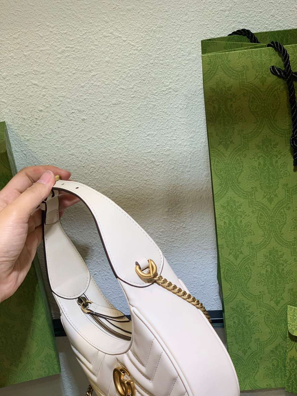Gucci GG Marmont Half Moon Luxury Handbag White 24cm