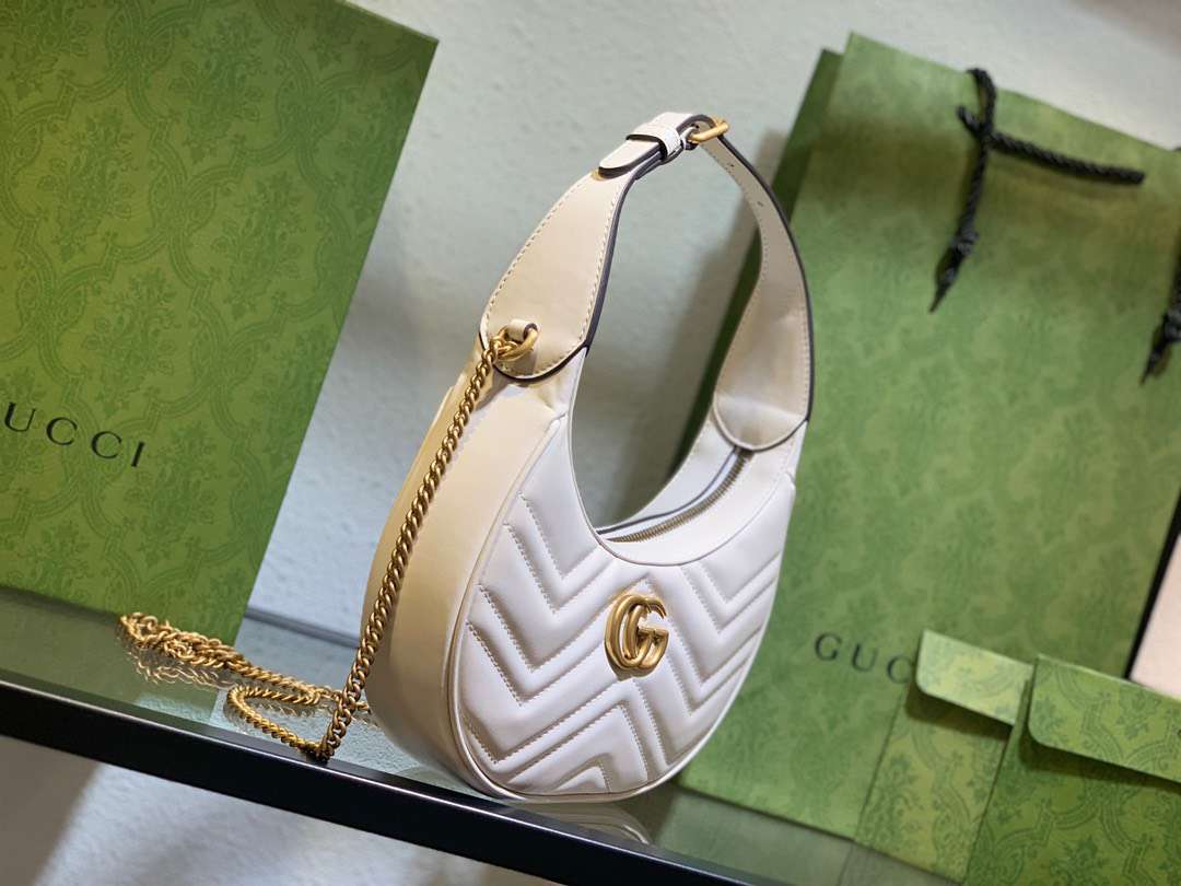 Gucci GG Marmont Half Moon Luxury Handbag White 24cm