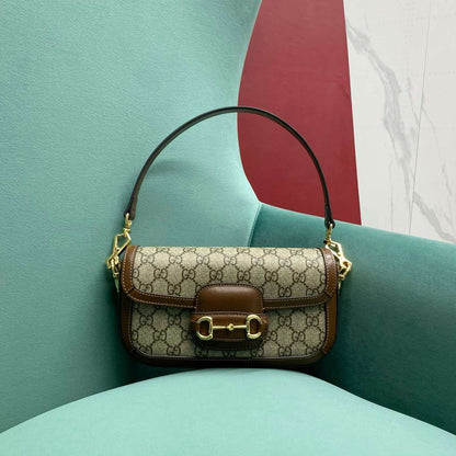 Gucci Horsebit Luxury Handbag with Brand Logo Pattern 23.5cm
