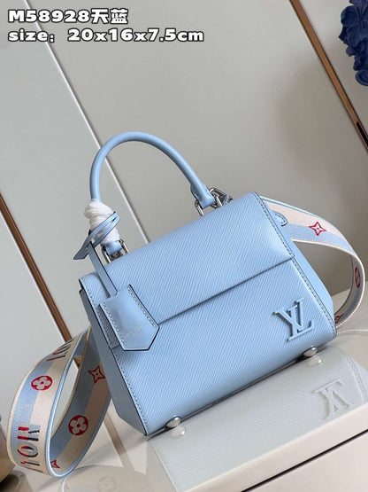 Louis Vuitton Clunny Blue Raised Pattern Handbags 20x16cm