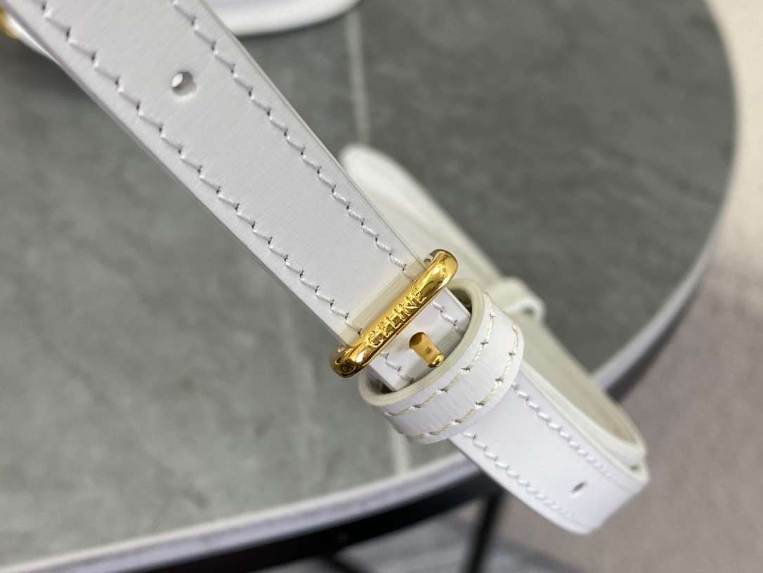 Celine Handle White Smooth Leather 15.5×11.5x5cm