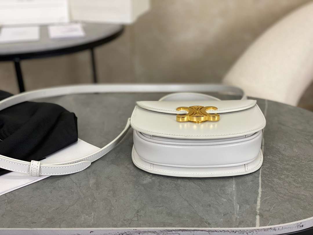 Celine Handle White Smooth Leather 15.5×11.5x5cm
