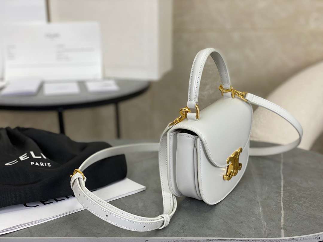 Celine Handle White Smooth Leather 15.5×11.5x5cm