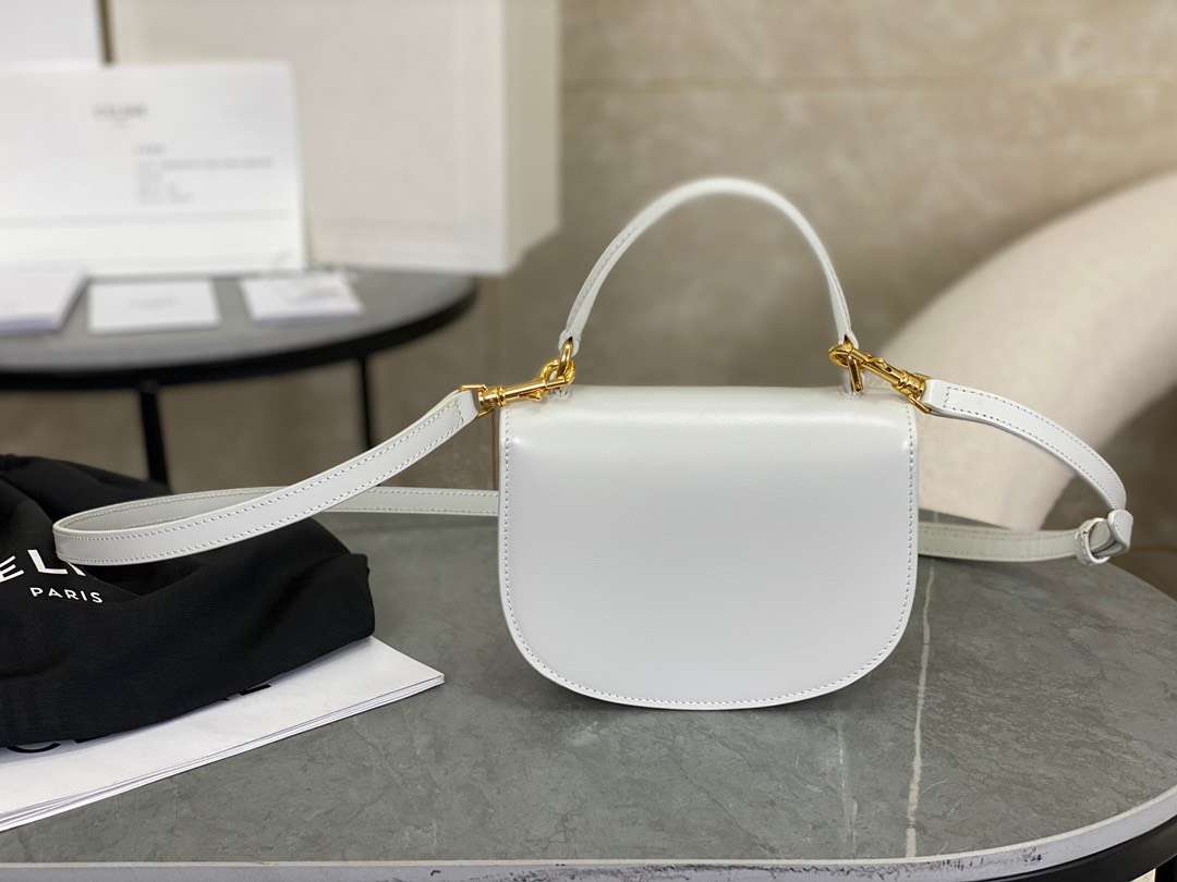 Celine Handle White Smooth Leather 15.5×11.5x5cm