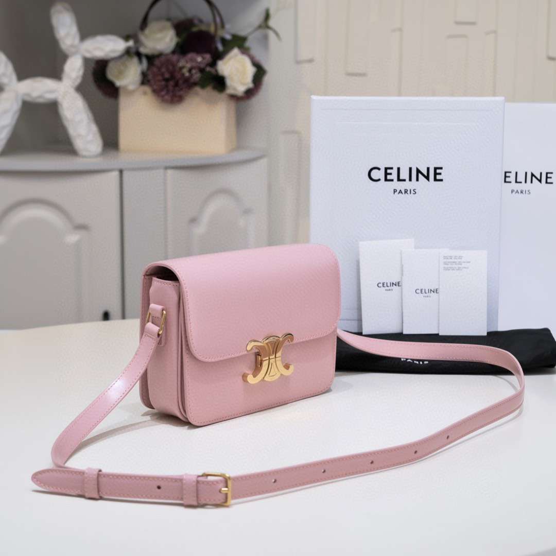 Celine Mini Handbag Pink Smooth Leather 19cm