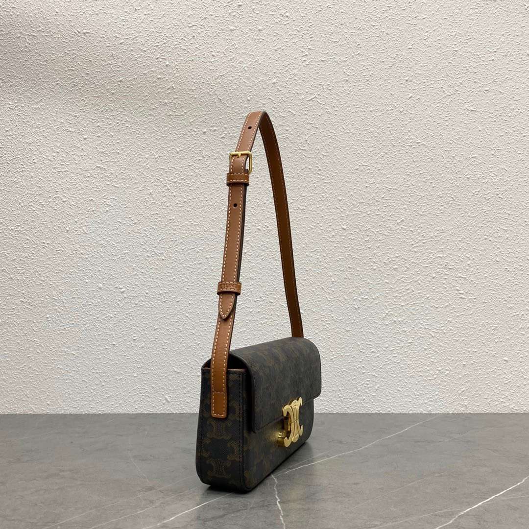 Celine Triomphe Handbag Printed Logo Super Quality Smooth Leather 20x12cm