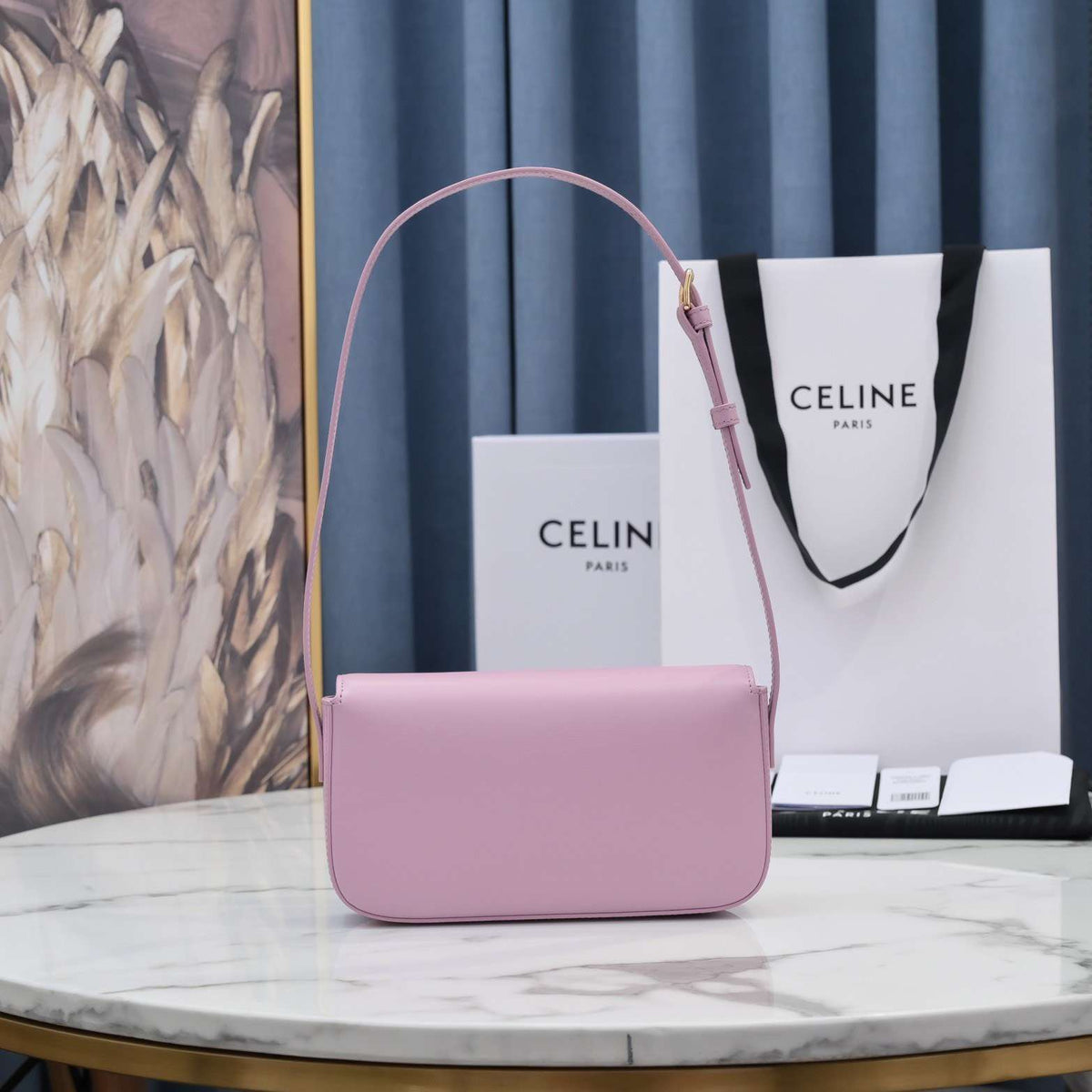 Celine Triomphe Handbag Replica 11 Pink Super Smooth Leather 20x12cm