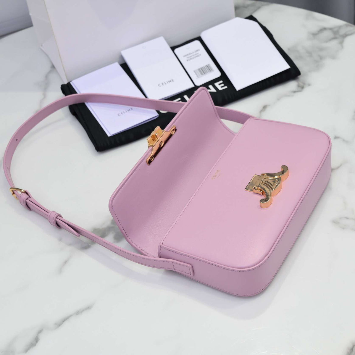Celine Triomphe Handbag Replica 11 Pink Super Smooth Leather 20x12cm