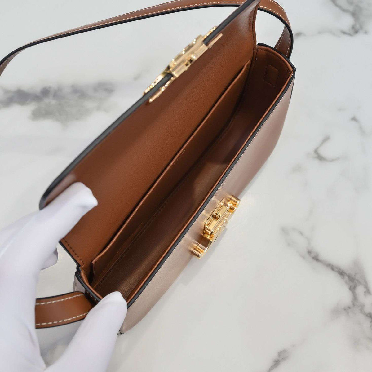 Celine Triomphe Brown Handbag Super Premium Super Smooth Leather 20x12cm