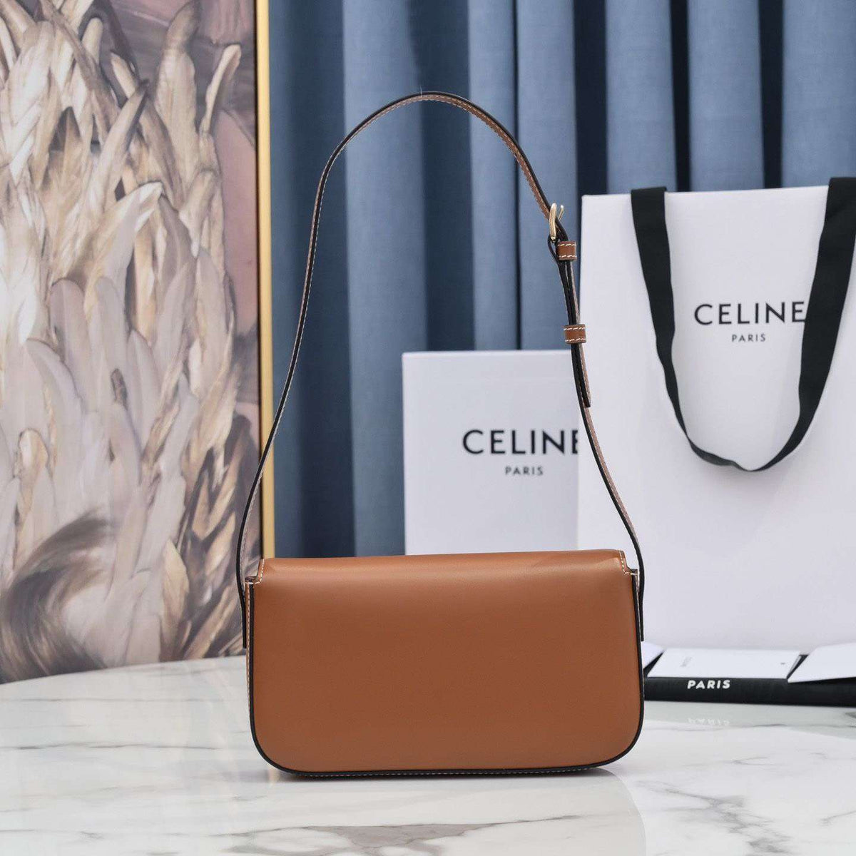 Celine Triomphe Brown Handbag Super Premium Super Smooth Leather 20x12cm