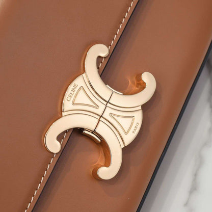 Celine Triomphe Brown Handbag Super Premium Super Smooth Leather 20x12cm