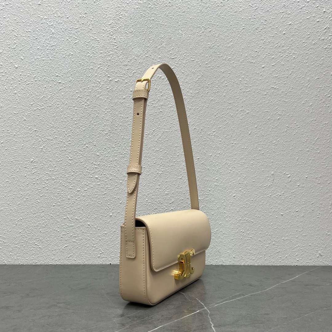 Celine Triomphe Handbag Replica Milky White Super Smooth Leather 20x12cm