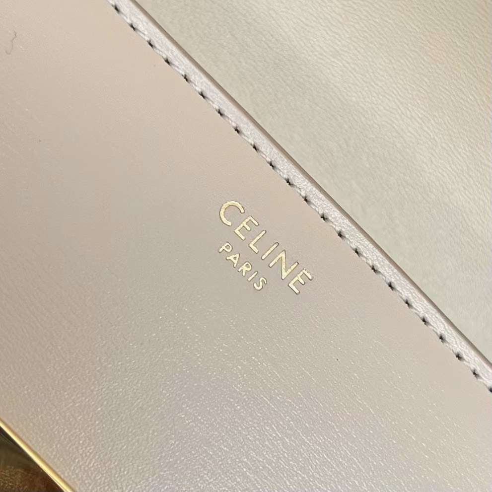 Celine Triomphe Handbag Replica Milky White Super Smooth Leather 20x12cm