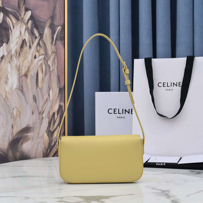Celine Triomphe Handbag Bright Yellow Super Smooth Leather 20x12cm