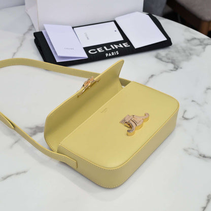 Celine Triomphe Handbag Bright Yellow Super Smooth Leather 20x12cm