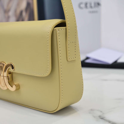 Celine Triomphe Handbag Bright Yellow Super Smooth Leather 20x12cm