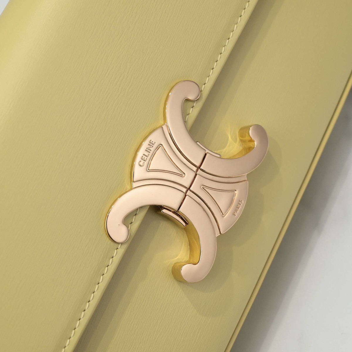 Celine Triomphe Handbag Bright Yellow Super Smooth Leather 20x12cm