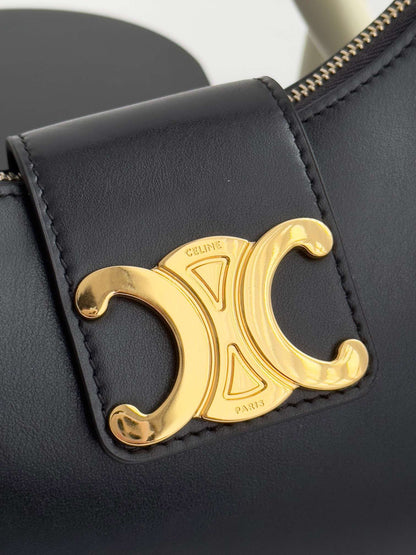 Celine Triomphe Curved Black Matte Leather 23x14x7cm