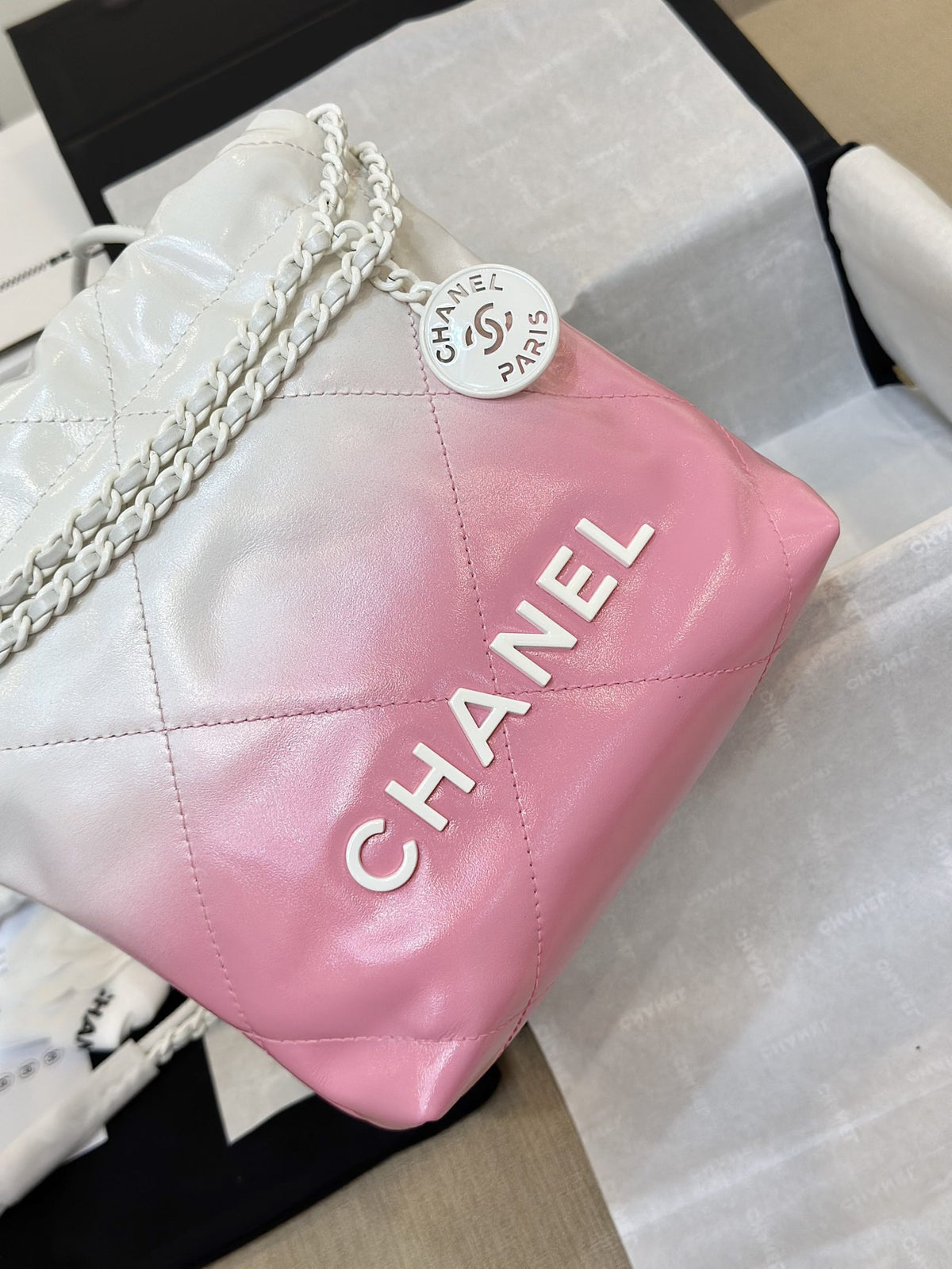 Chanel 11 Handbag 22 Mini Mix White Pink Woman’s 20cm