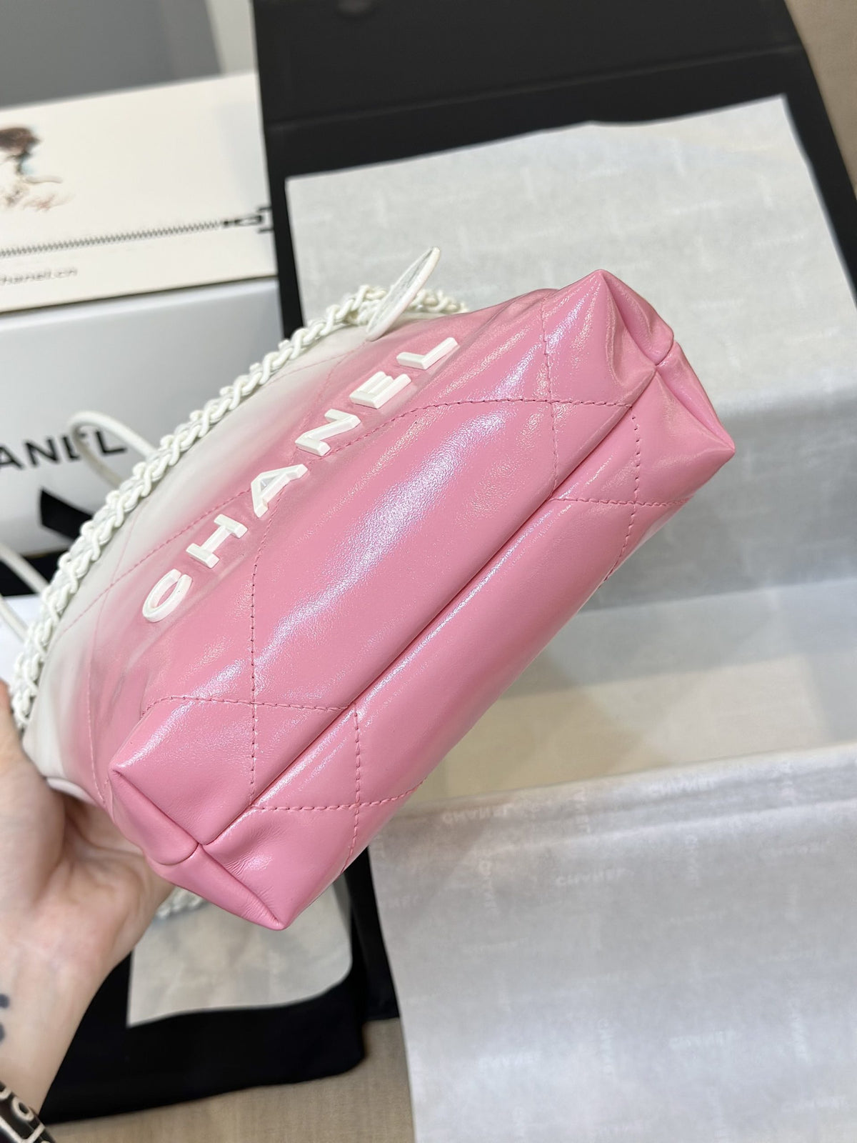 Chanel 11 Handbag 22 Mini Mix White Pink Woman’s 20cm