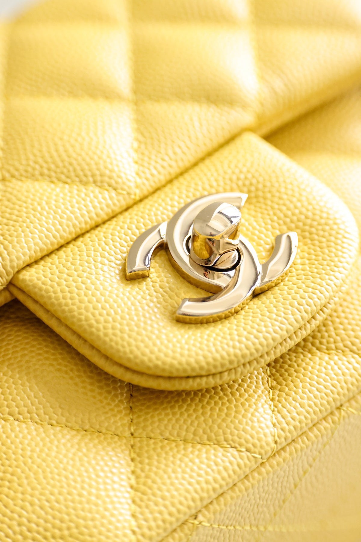 Chanel Classic Flap Mini Like Auth Handbag Woman’s Yellow 20cm