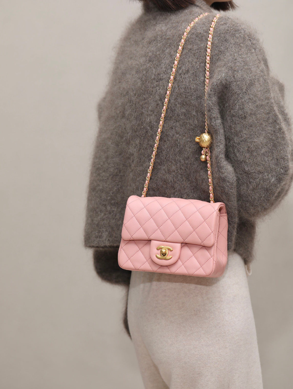 Chanel Classic Flap 18cm Pink Gold Hardware