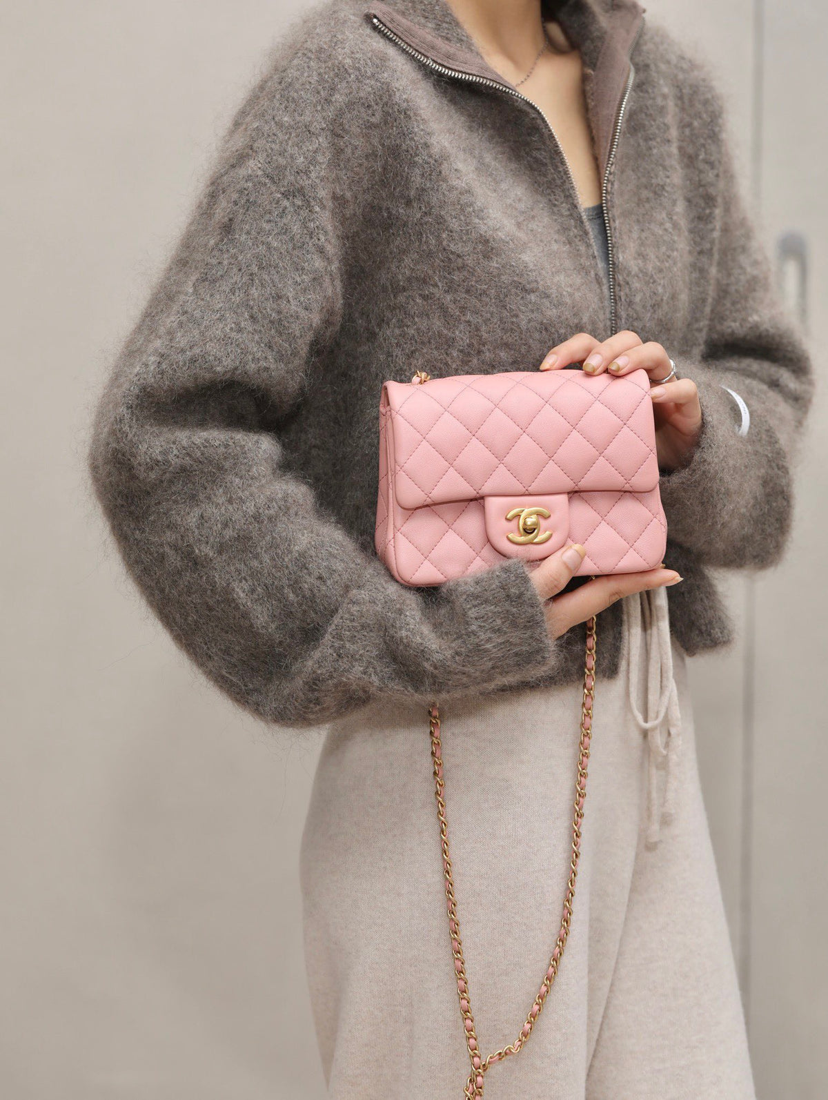 Chanel Classic Flap 18cm Pink Gold Hardware