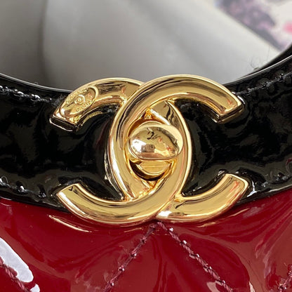 Chanel Mini Shopping Bag Handbags Red Shiny Leather 31cm