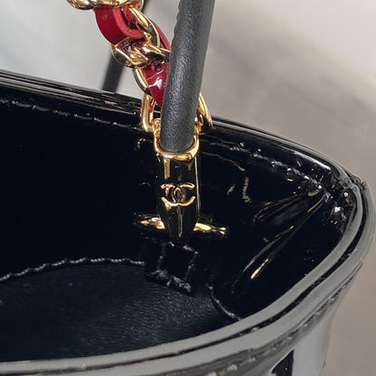 Chanel Mini Shopping Bag Handbags Red Shiny Leather 31cm