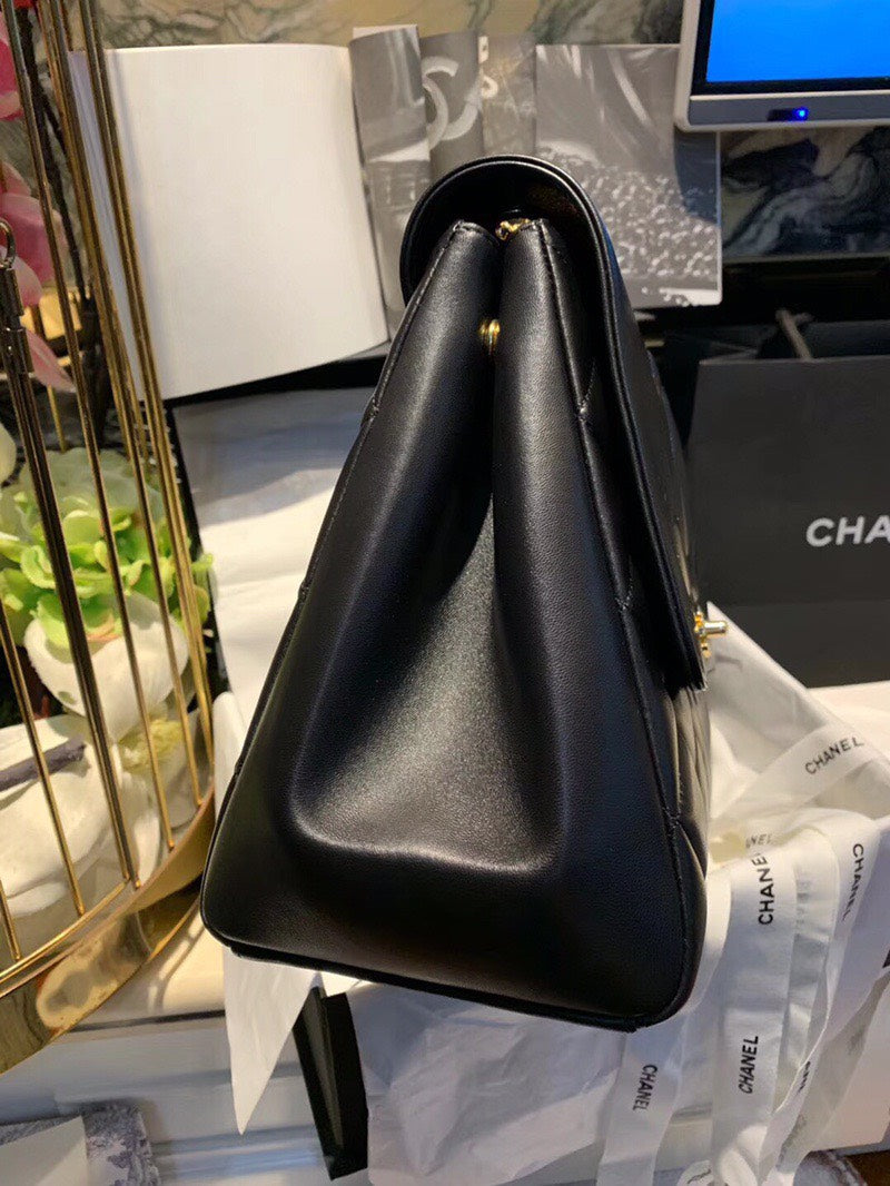 Chanel Shopping Handbags Woman’s Black Leather 33x23x11cm