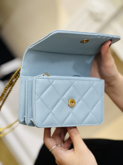 Chanel Woc Mini 11 Handbag Woman’s Blue Smooth Leather 15cm
